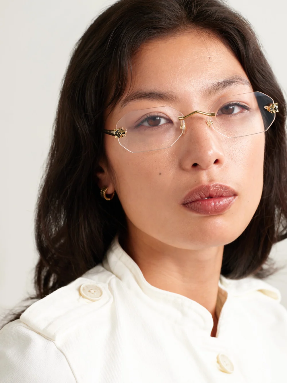 Cartier Eyewear Panthère Classic Rimless Gold-tone Optical Glasses, styled view
