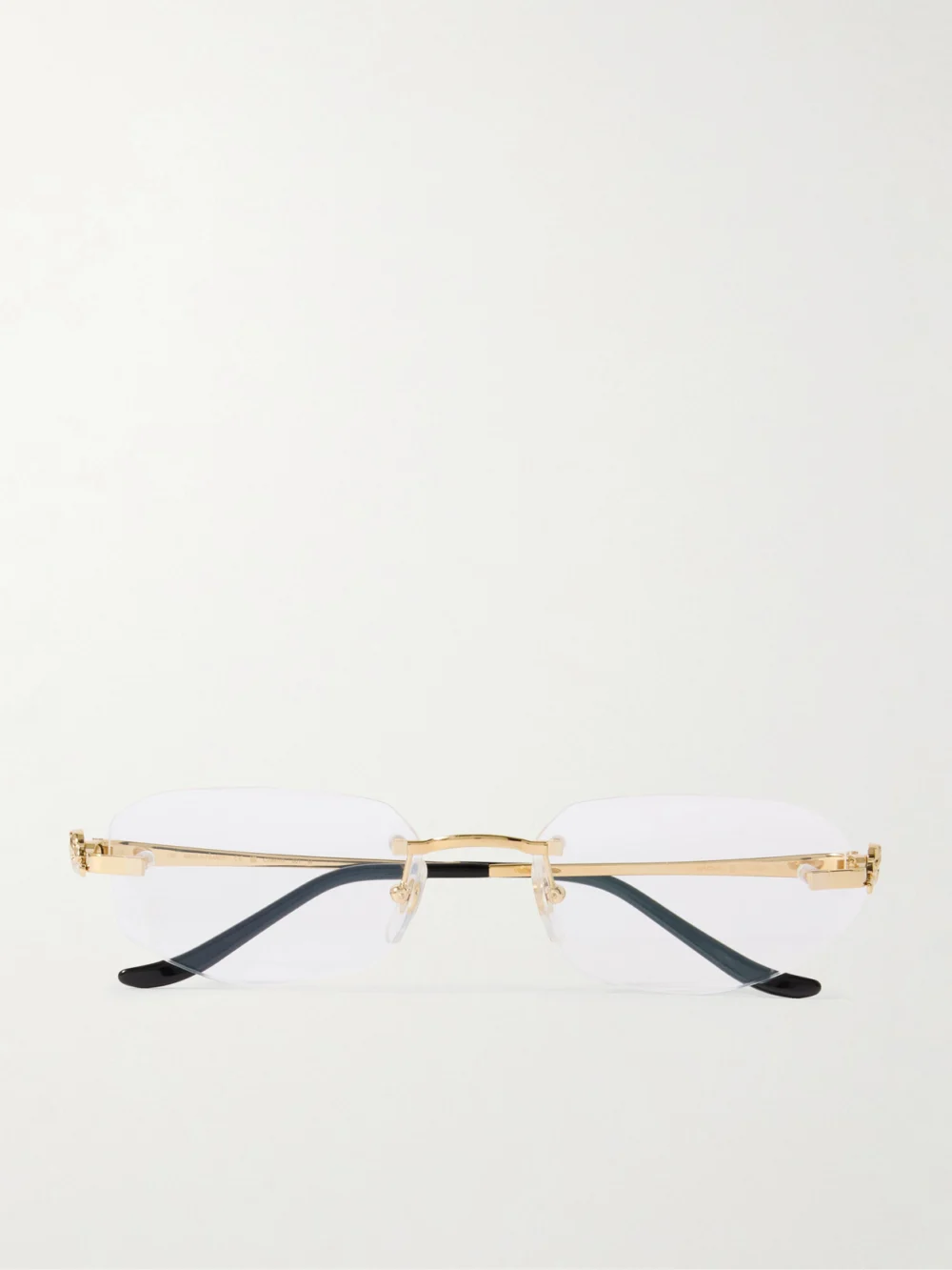 Cartier Eyewear Panthère Classic Rimless Oval-frame Gold-tone Optical Glasses