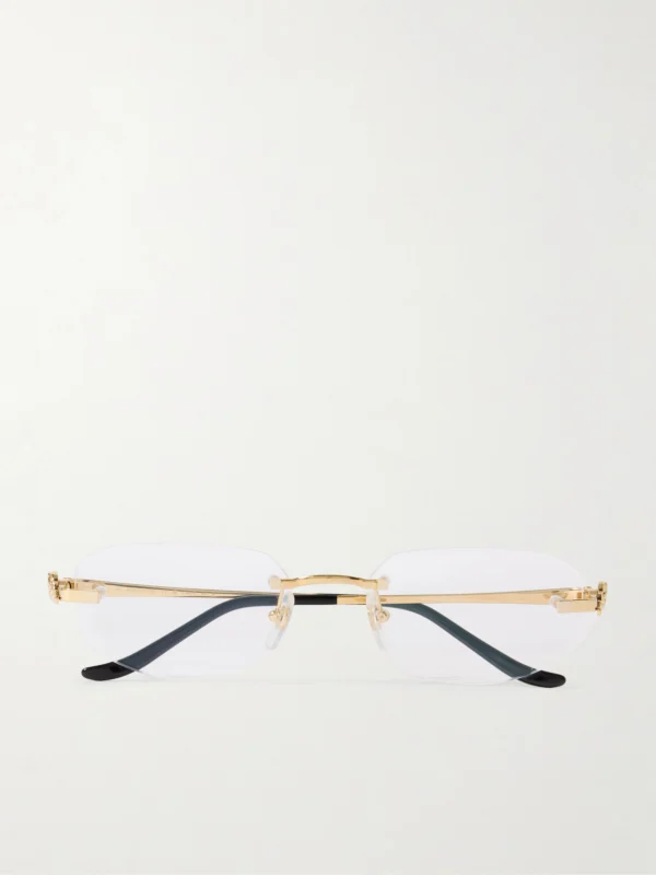 Cartier Eyewear Panthère Classic Rimless Oval-frame Gold-tone Optical Glasses