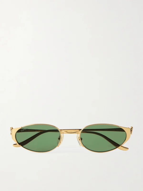 Cartier Eyewear Panthère De Cartier Oval-frame Gold-tone Sunglasses
