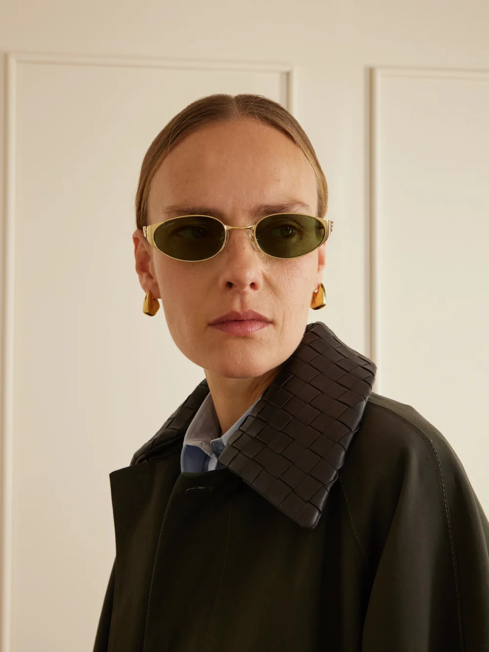 Cartier Eyewear Panthère De Cartier Oval-frame Gold-tone Sunglasses, styled view