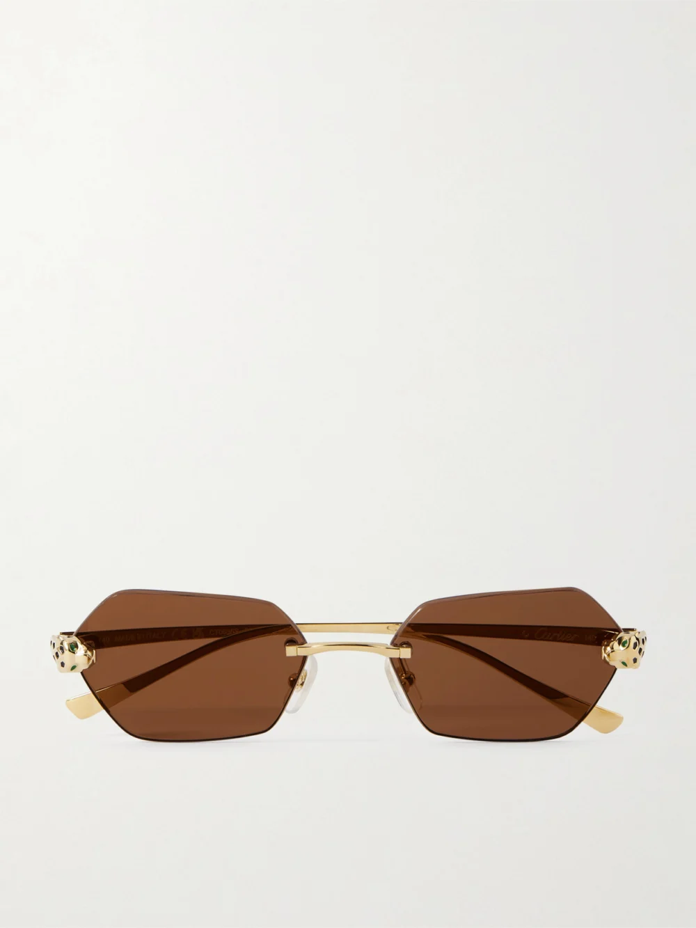 Cartier Eyewear Panthère De Cartier Rimless Hexagon-frame Gold-tone Sunglasses