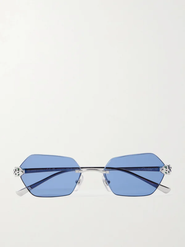Cartier Eyewear Panthère De Cartier Rimless Hexagon-frame Silver-tone Sunglasses
