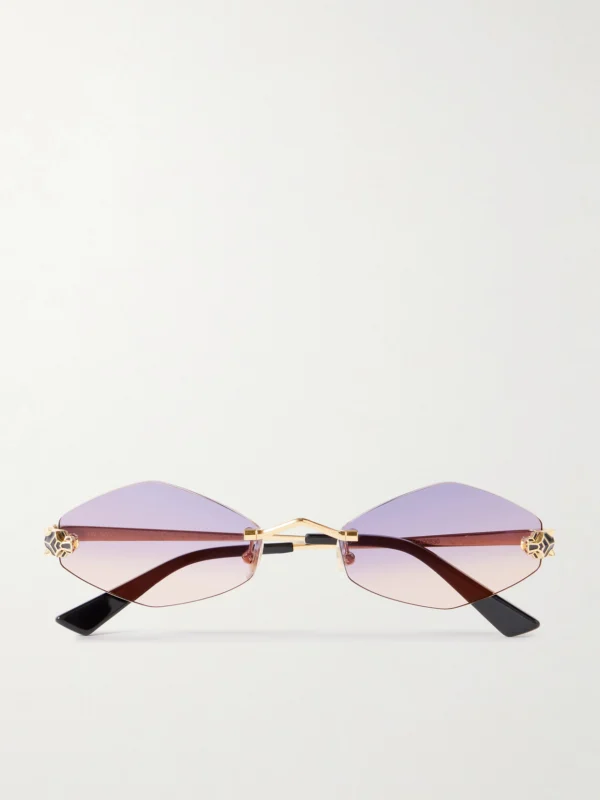 Cartier Eyewear Panthère Hexagon-frame Gold-tone Sunglasses