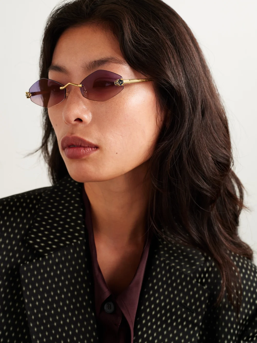 Cartier Eyewear Panthère Hexagon-frame Gold-tone Sunglasses, styled view