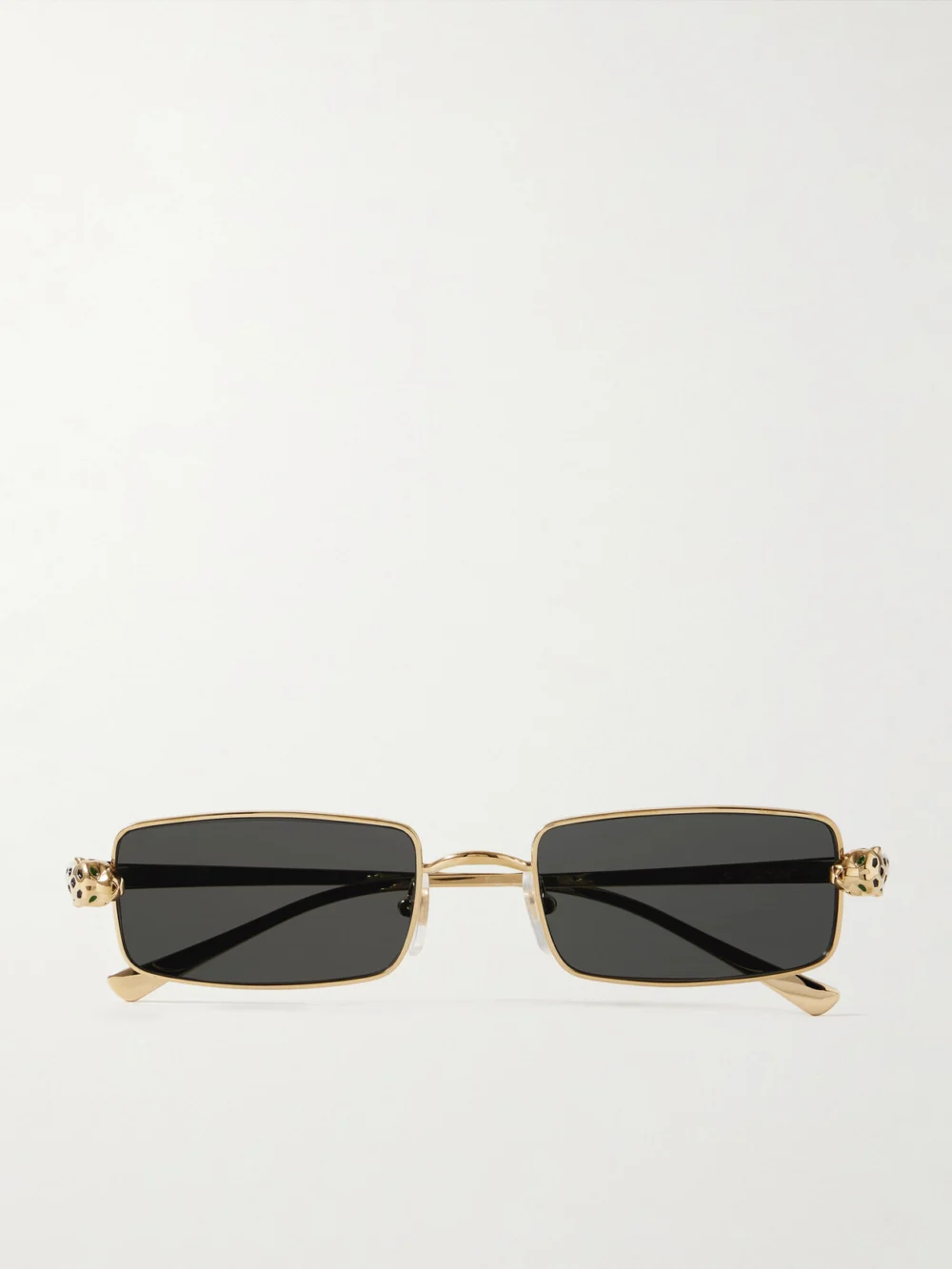 Cartier Eyewear Panthère Rectangle-frame Crystal-embellished Gold-tone Sunglasses
