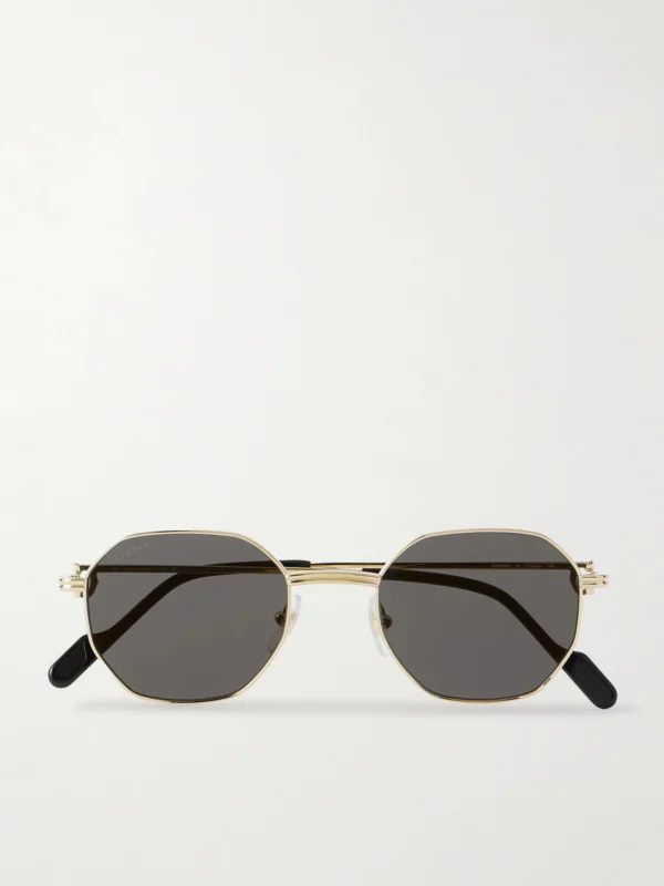 Cartier Eyewear Première De Cartier Hexagon-frame Gold-tone Sunglasses