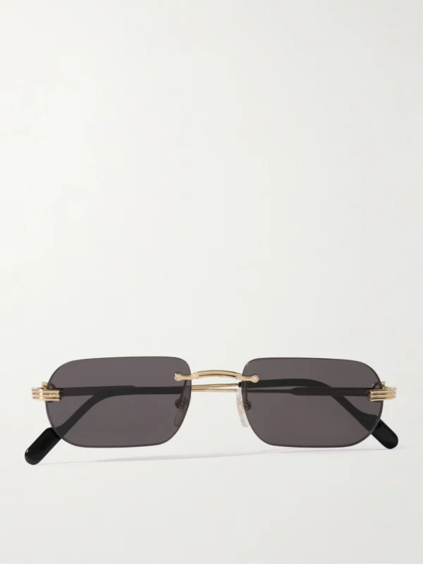 Cartier Eyewear Première De Cartier Rimless Rectangle-frame Gold-tone Sunglasses