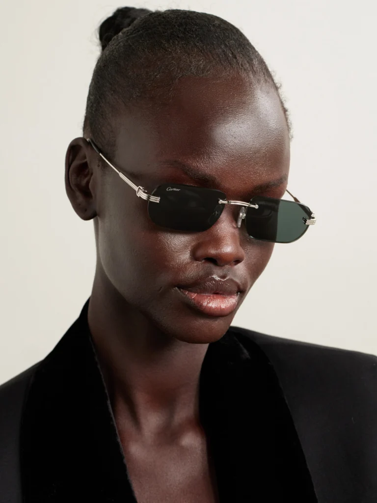 Cartier Eyewear Première De Cartier Rimless Rectangular-frame Silver-tone Sunglasses