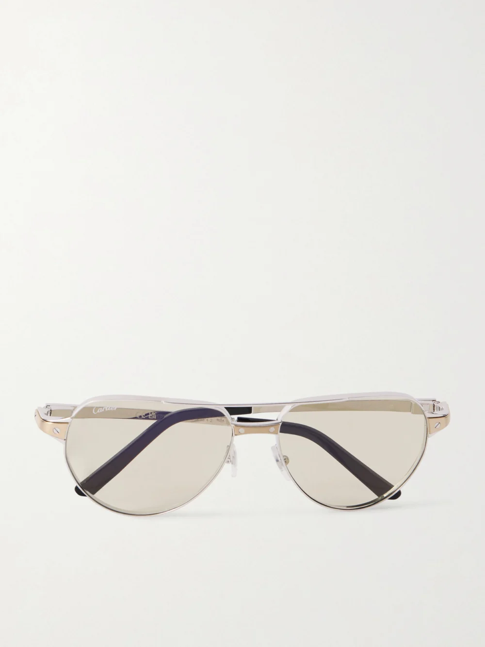 Cartier Eyewear Santos De Cartier Aviator-style Gold- and Silver-tone Sunglasses