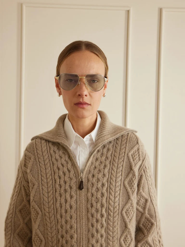Cartier Eyewear Santos De Cartier Aviator-style Gold- and Silver-tone Sunglasses