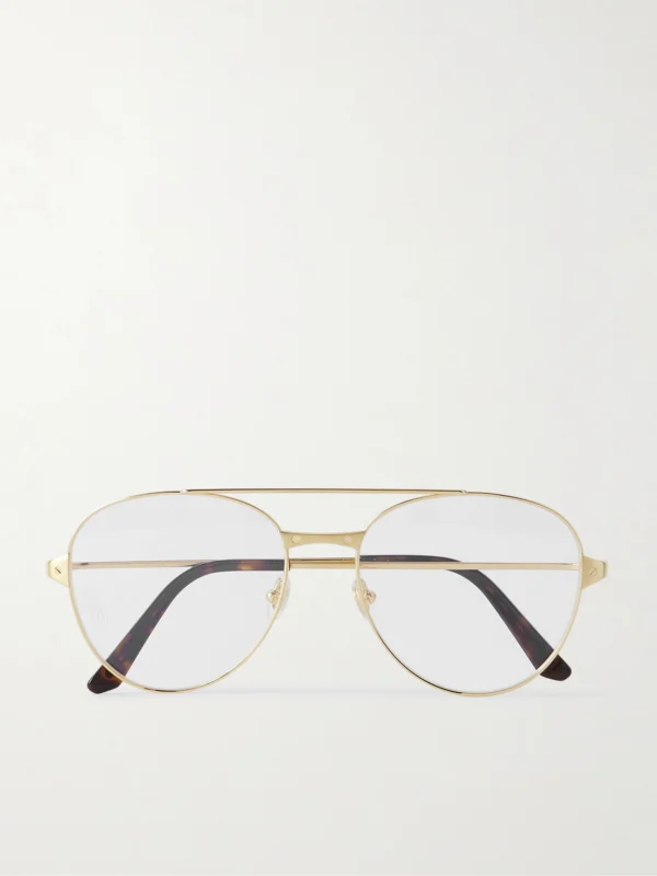Cartier Eyewear Santos De Cartier Aviator-style Gold-tone Optical Glasses