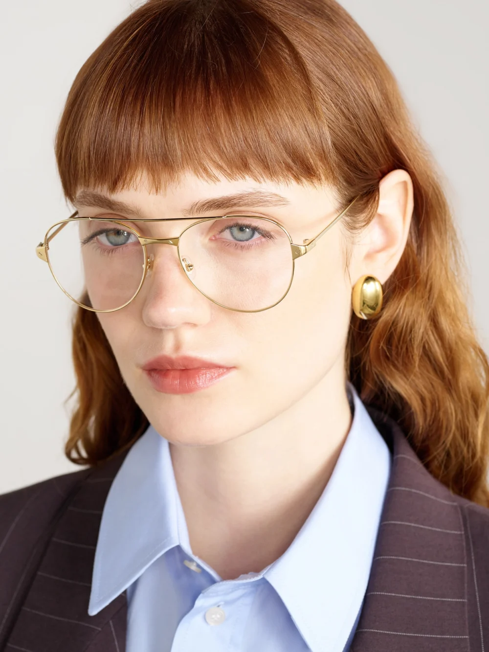 Cartier Eyewear Santos De Cartier Aviator-style Gold-tone Optical Glasses, styled view