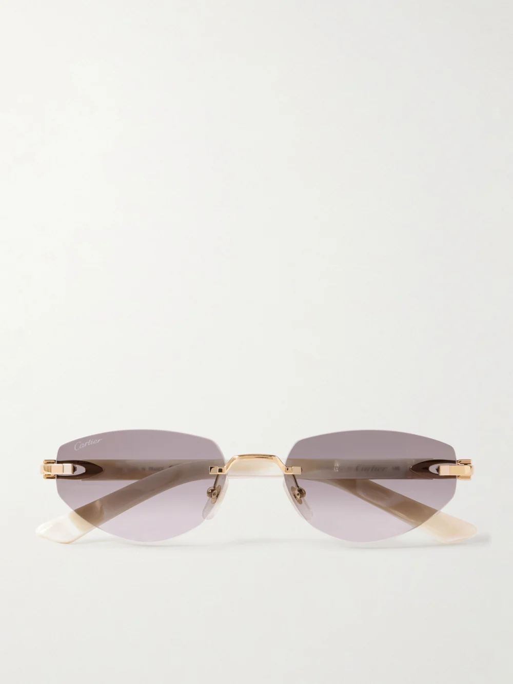 Cartier Eyewear Signature C Décor Rimless Cat-eye Gold-tone and Acetate Sunglasses
