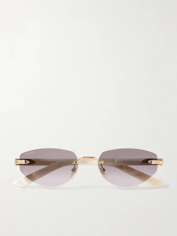 Cartier Eyewear Signature C Décor Rimless Cat-eye Gold-tone and Acetate Sunglasses
