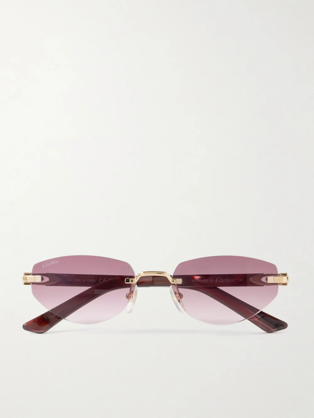 Cartier Eyewear Signature C Décor Rimless Cat-eye Gold-tone and Acetate Sunglasses