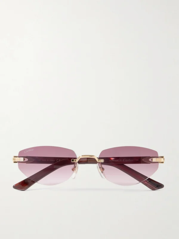 Cartier Eyewear Signature C Décor Rimless Cat-eye Gold-tone and Acetate Sunglasses