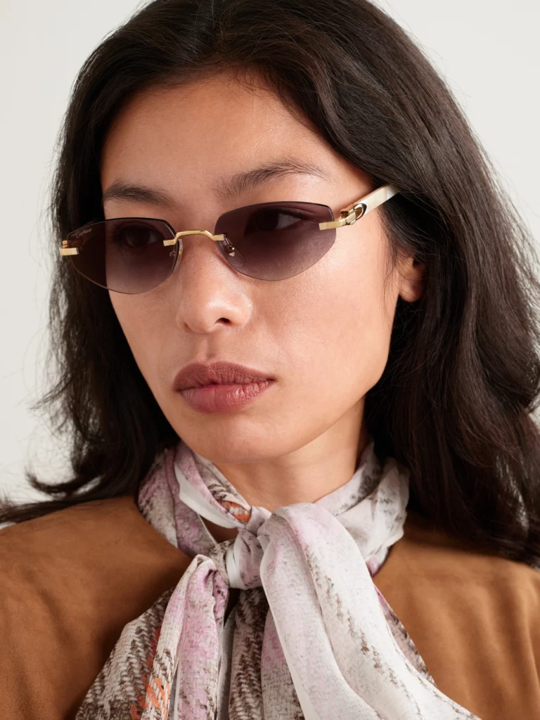 Cartier Eyewear Signature C Décor Rimless Cat-eye Gold-tone and Acetate Sunglasses