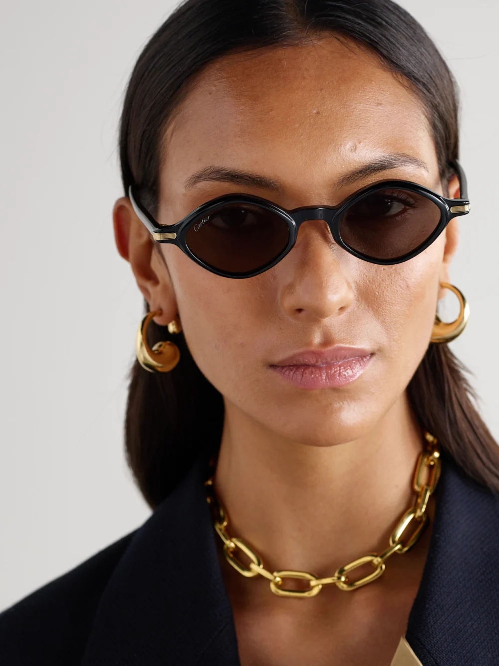 Cartier Eyewear Signature Round-frame Acetate Sunglasses, styled view