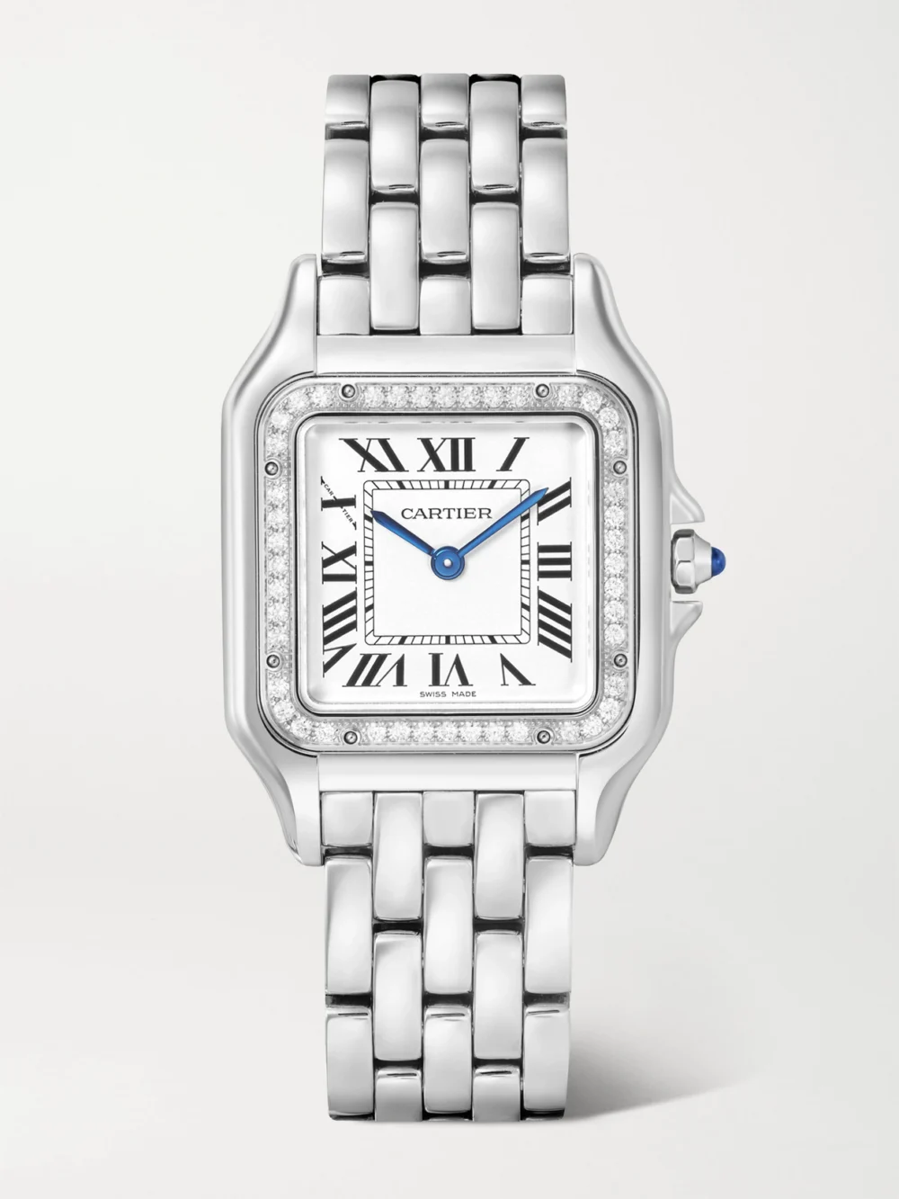 Cartier Panthère De Cartier Medium Stainless Steel Diamond Watch in gray
