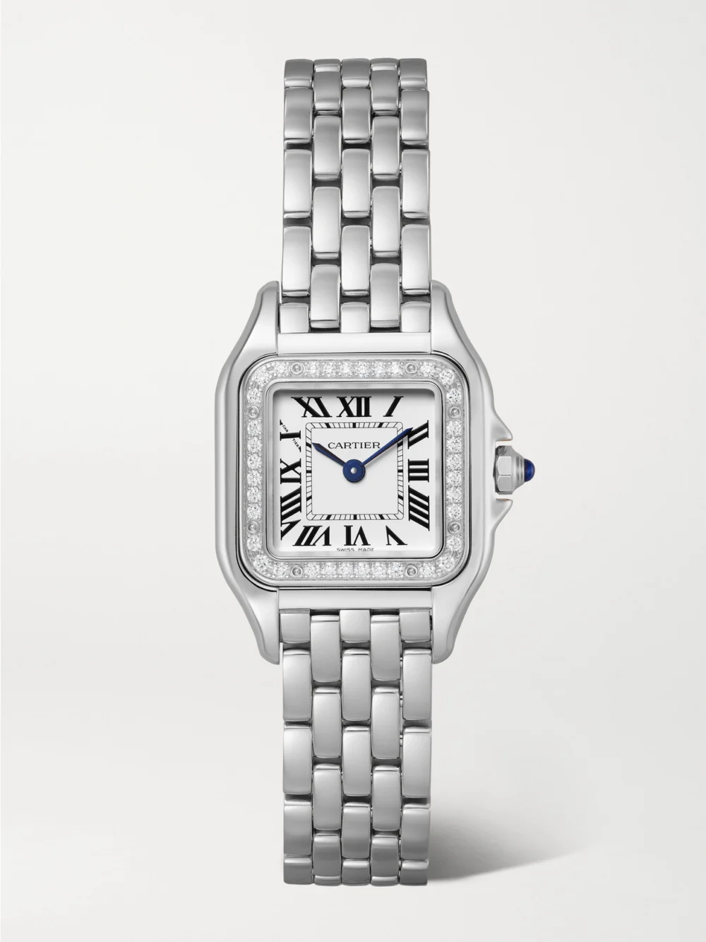Cartier Panthère De Cartier Small Stainless Steel Diamond Watch in gray