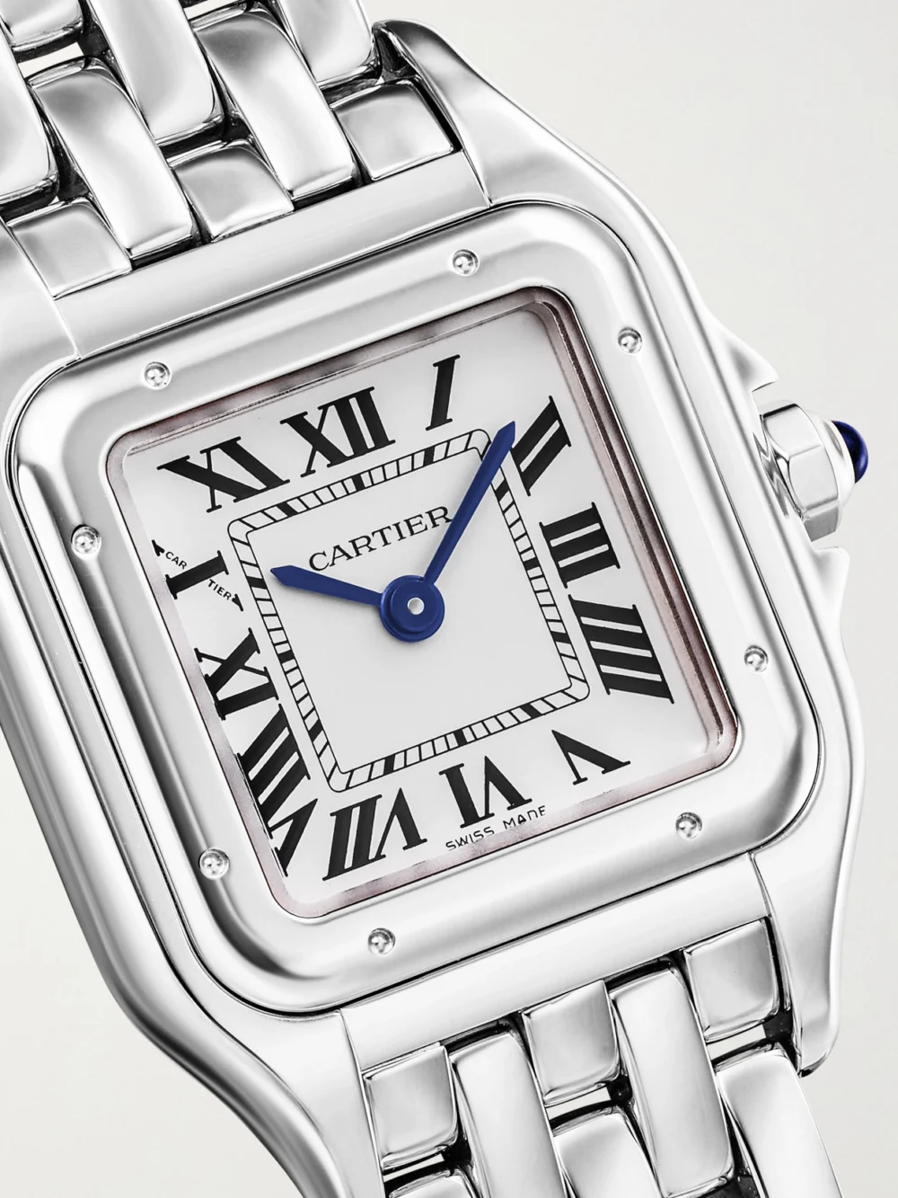 Close-up detail of the Cartier Panthère De Cartier Small Stainless Steel Watch