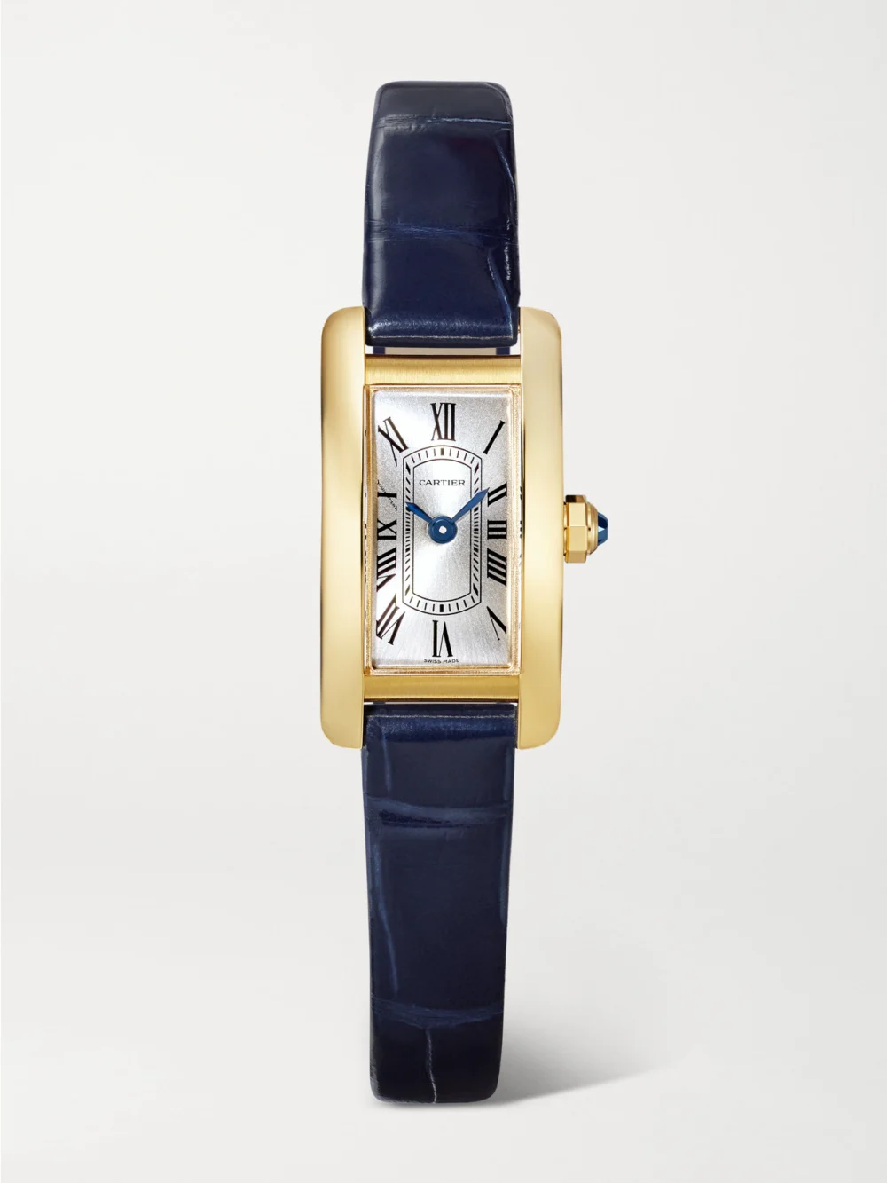 Cartier Tank Américaine 28mm Small 18-karat Gold Alligator Watch in white