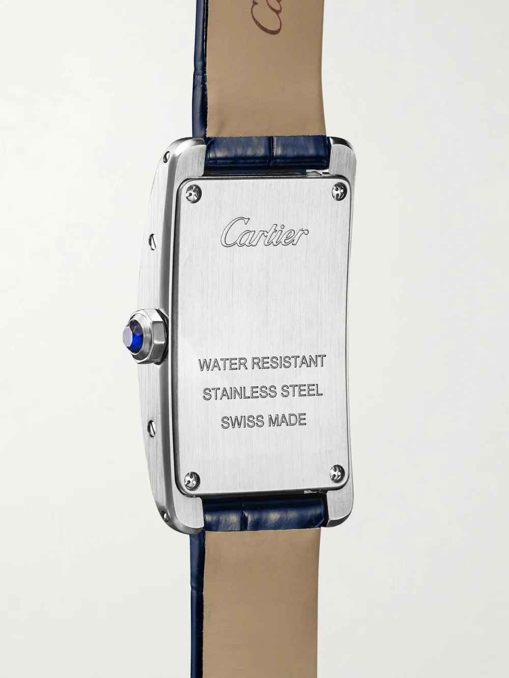 Back view of the Cartier Tank Américaine Small Stainless Steel Watch