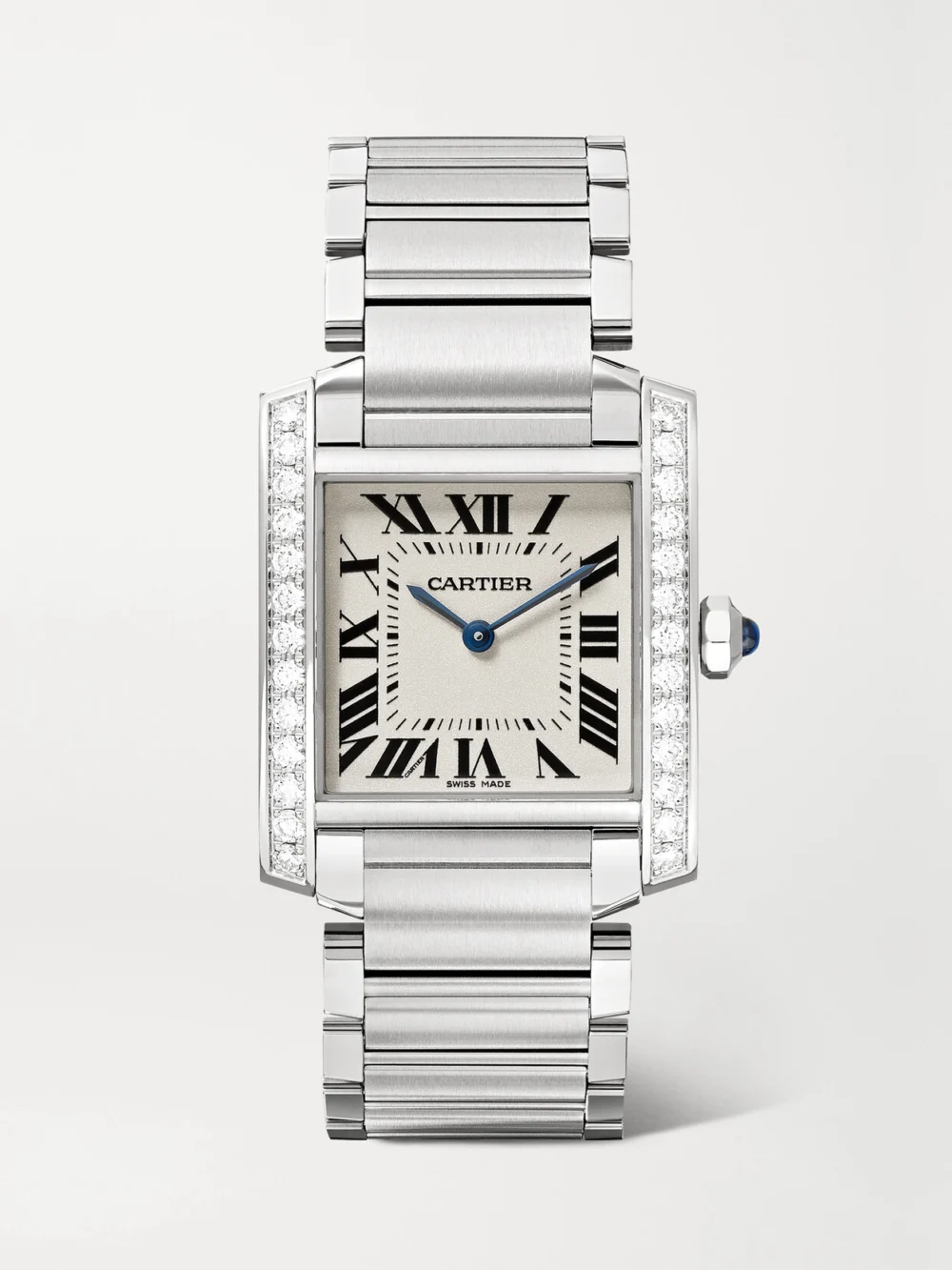 Cartier Tank Française Medium Stainless Steel and Diamond Watch
