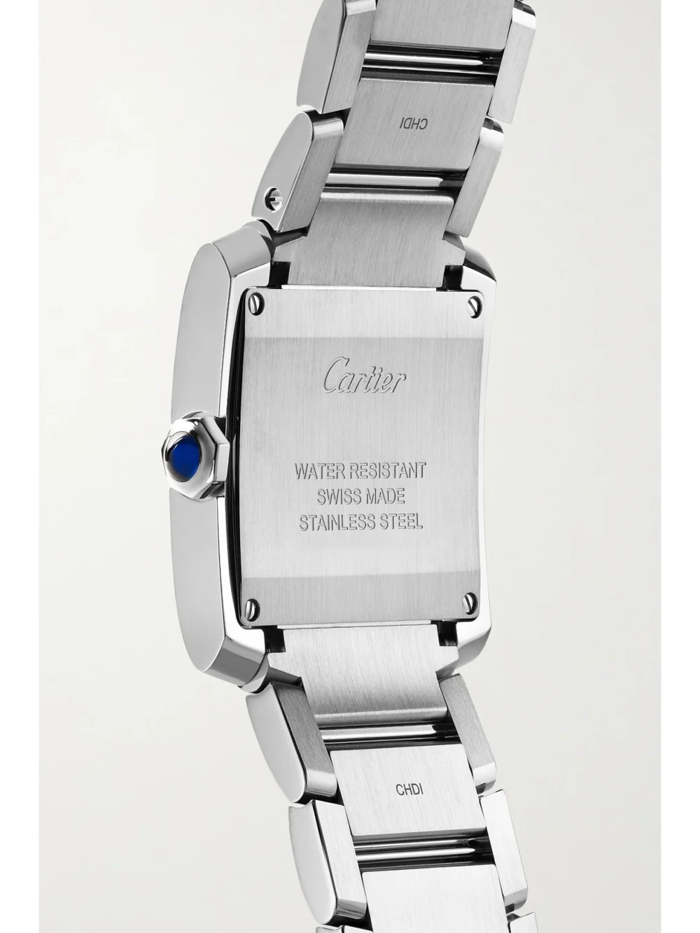 Back view of the Cartier Tank Française Medium Stainless Steel Diamond Watch