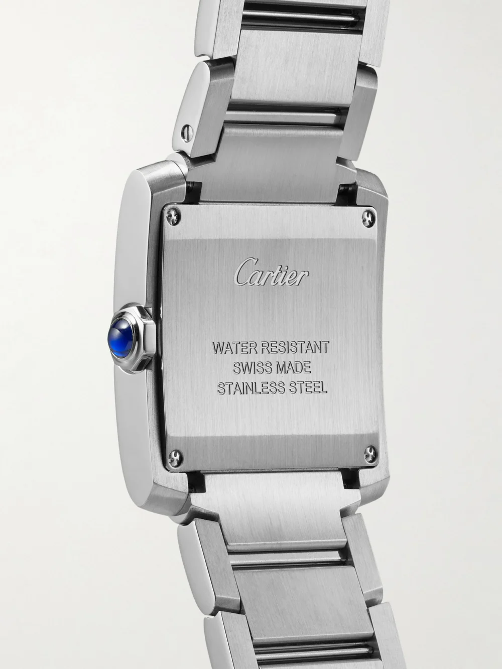 Back view of the Cartier Tank Française Medium Stainless Steel Watch