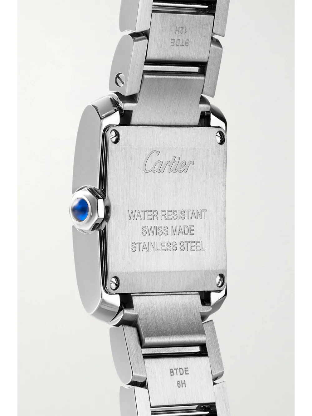 Back view of the Cartier Tank Française Small Stainless Steel Diamond Watch
