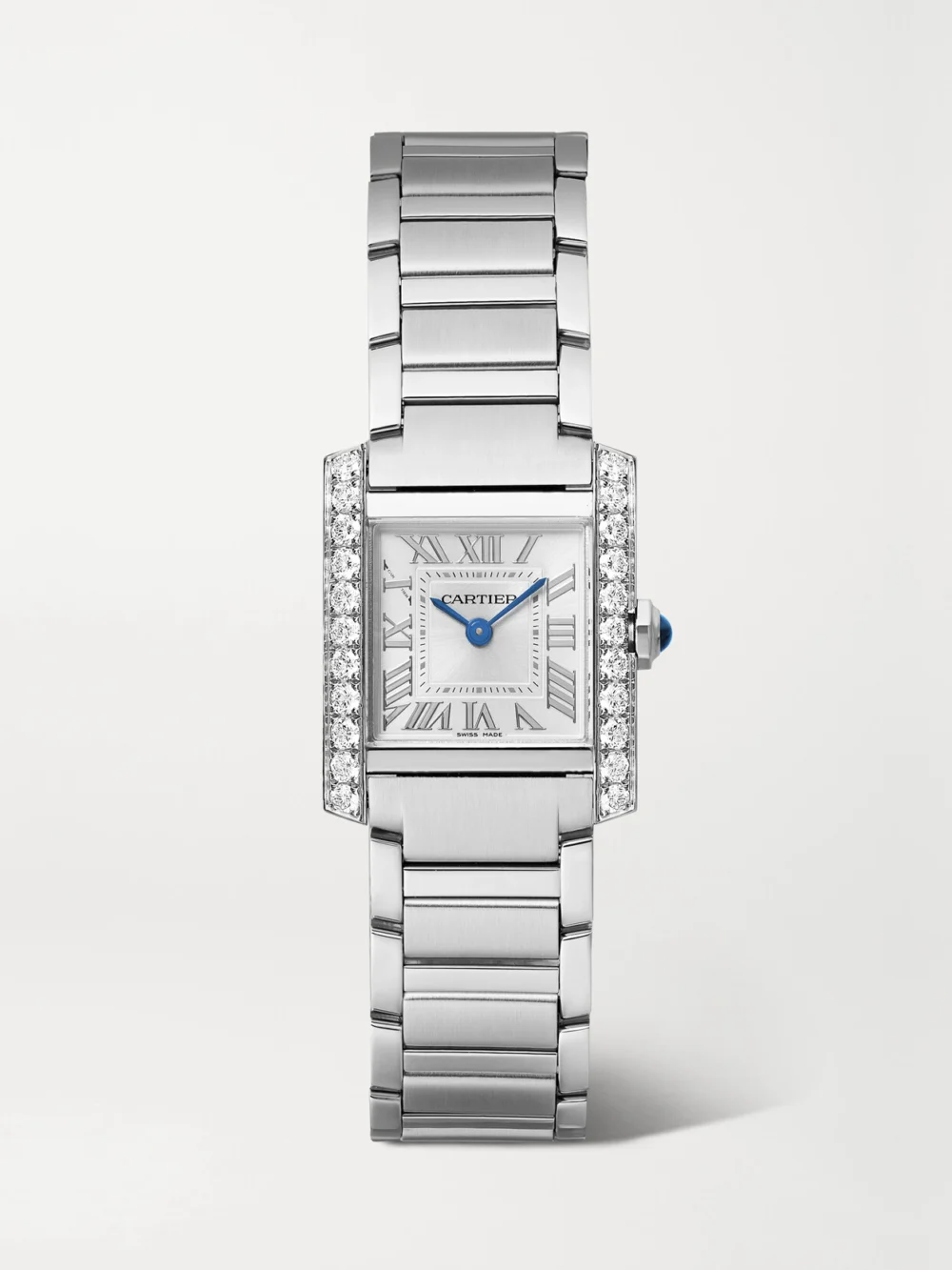 Cartier Tank Française Small Stainless Steel Diamond Watch in white