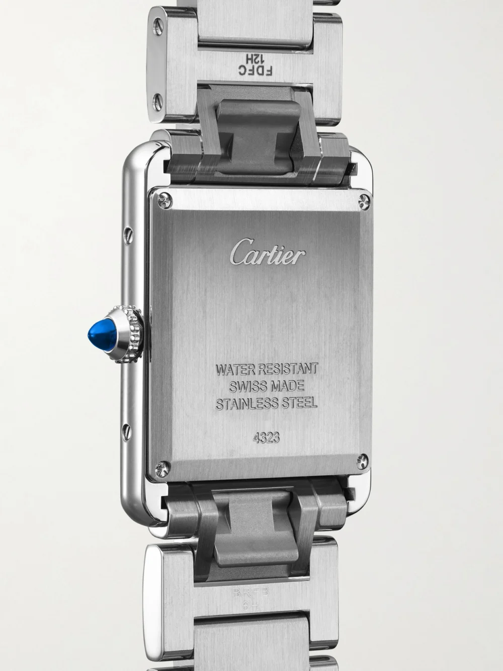 Back view of the Cartier Tank Must De Cartier Large Solarbeat™ Stainless Steel Watch