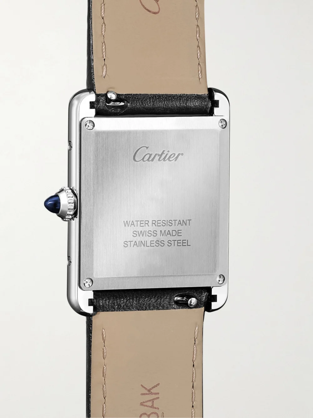 Back view of the Cartier Tank Must De Cartier Solarbeat™ Stainless Steel Watch