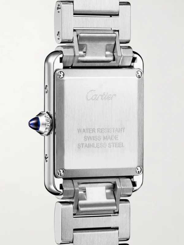 Back view of the Cartier Tank Must De Cartier Stainless Steel Watch