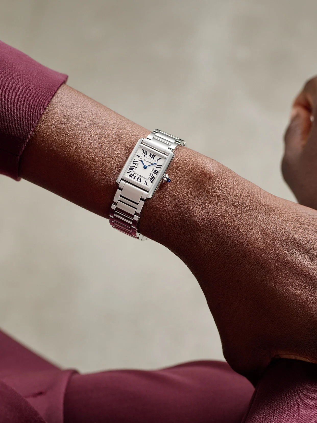 Cartier Tank Must De Cartier Stainless Steel Watch, styled view