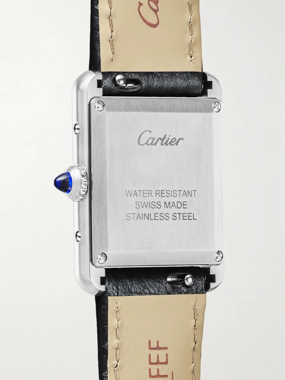 Back view of the Cartier Tank Must Solarbeat™ Small Stainless Steel Watch