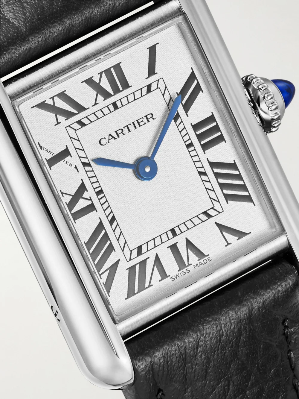 Close-up detail of the Cartier Tank Must Solarbeat™ Small Stainless Steel Watch