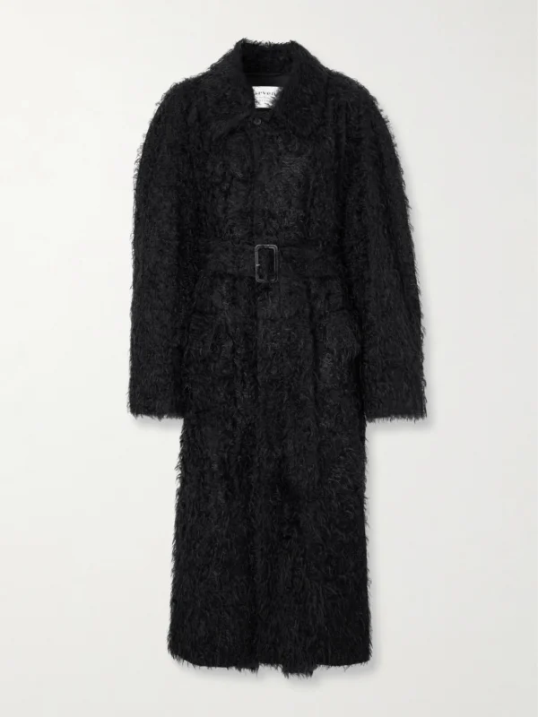 Carven Belted Faux-shearling Coat
