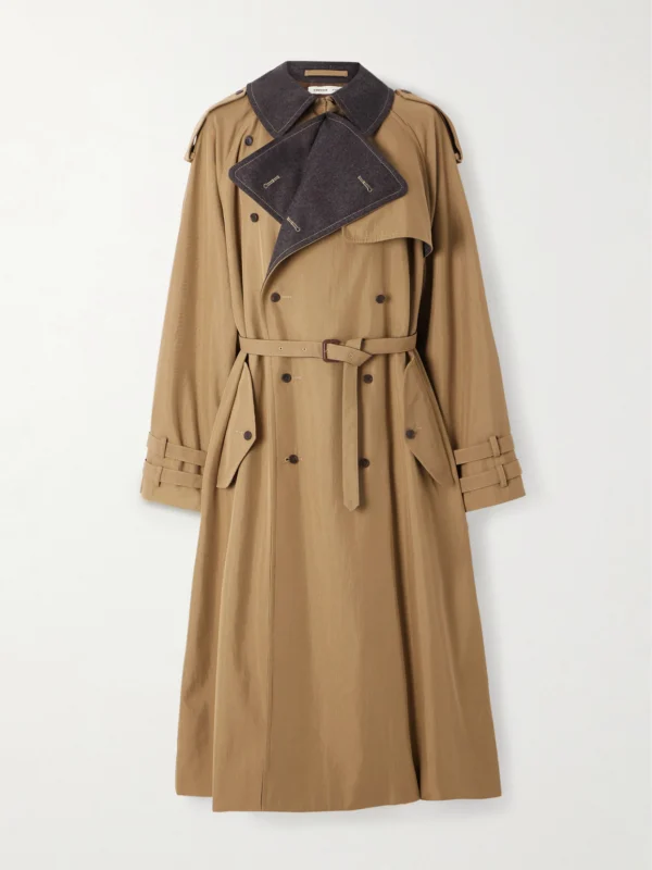 Carven Double-breasted Wool-felt Trimmed Cotton-blend Twill Trench Coat