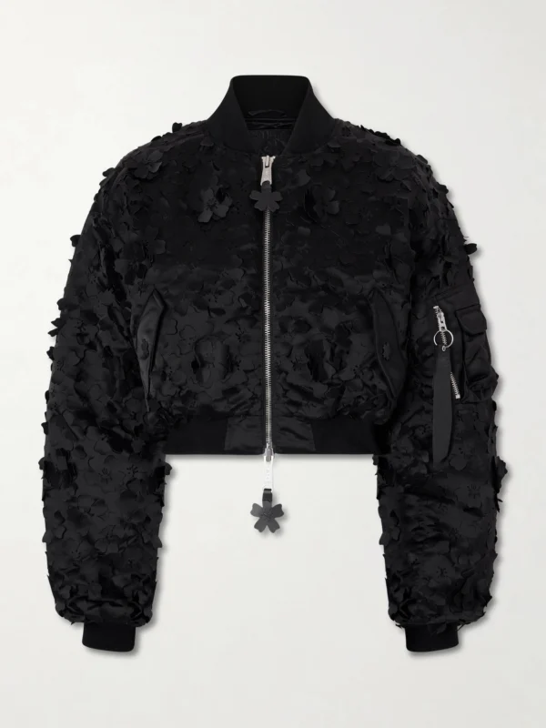 Cecilie Bahnsen + Alpha Industries Ma-1 Cropped Laser-cut Padded Shell Bomber Jacket