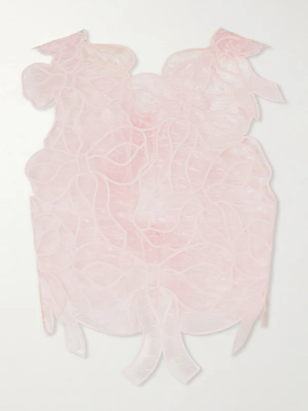 Cecilie Bahnsen Aya Embroidered Crinkled Organza Top