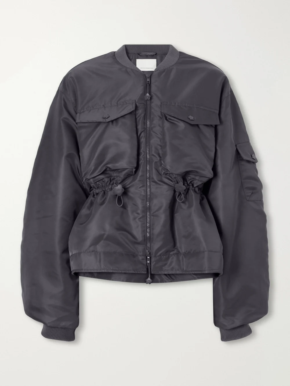 Cecilie Bahnsen Birdie Embellished Padded Shell Bomber Jacket in gray
