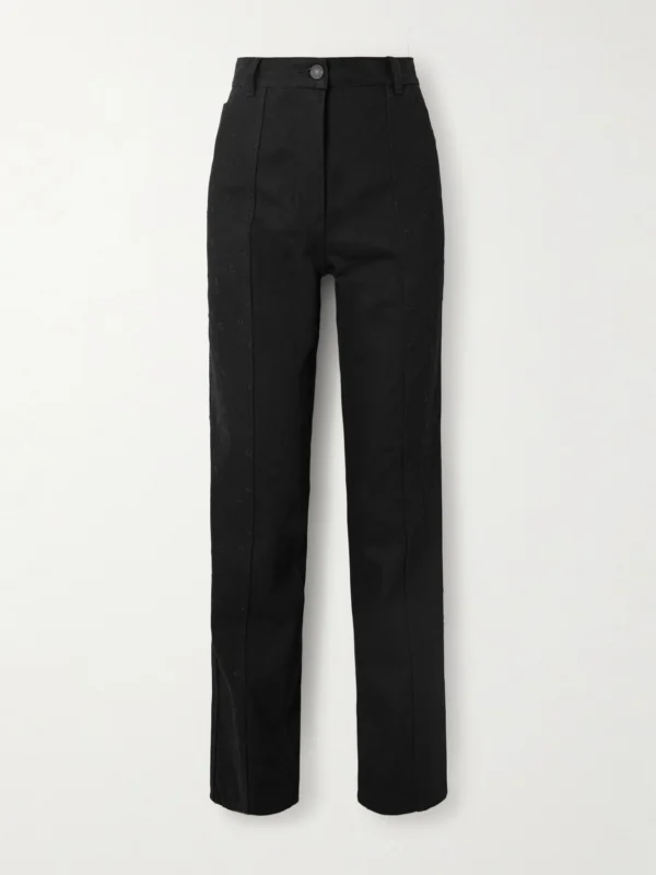 Cecilie Bahnsen Bliss Embroidered Cotton-gabardine Straight-leg Pants
