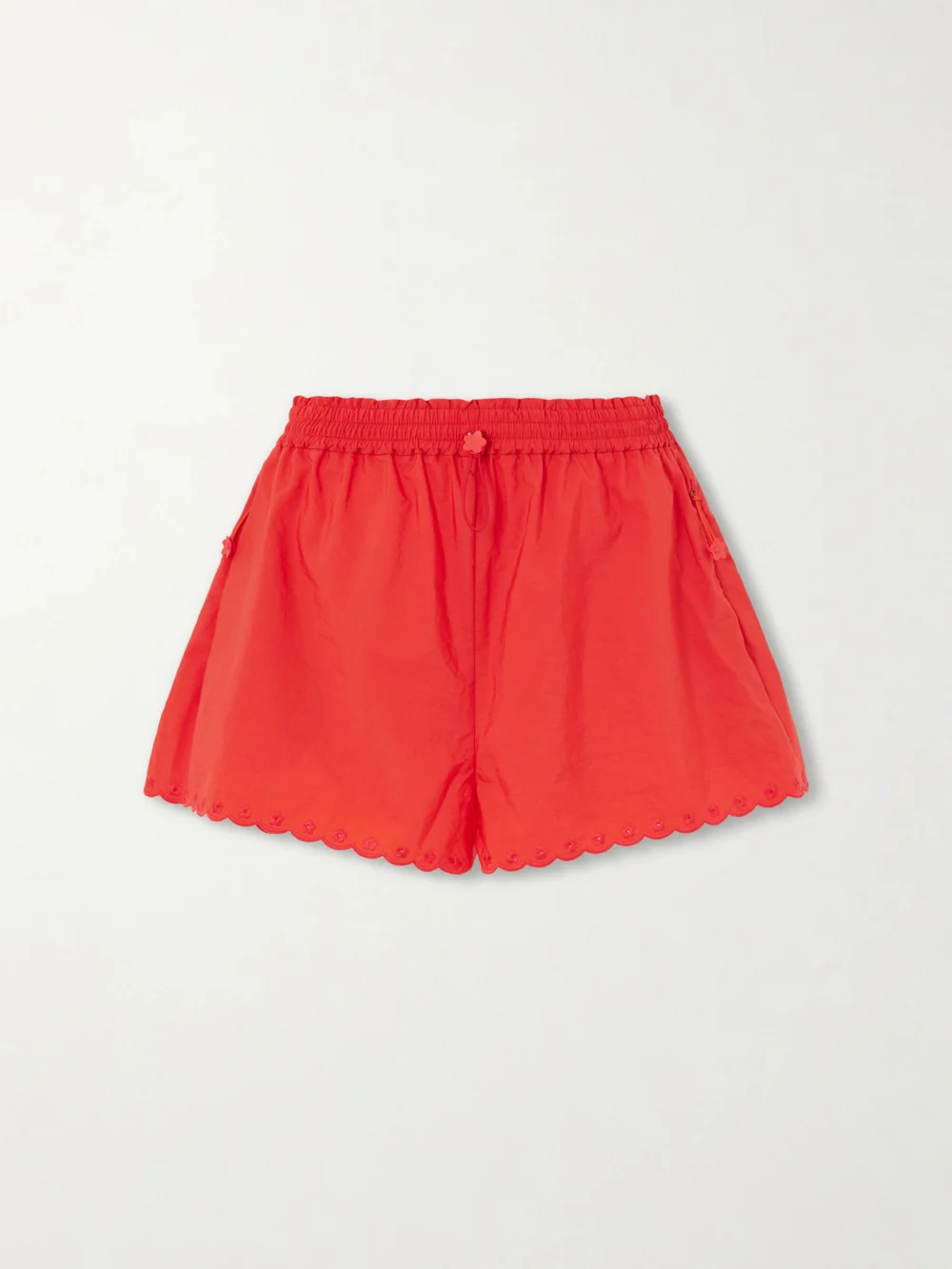 Cecilie Bahnsen Blossom Broderie Anglaise-trimmed Cotton-blend Taffeta Shorts in red