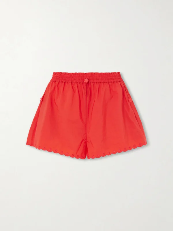Cecilie Bahnsen Blossom Broderie Anglaise-trimmed Cotton-blend Taffeta Shorts