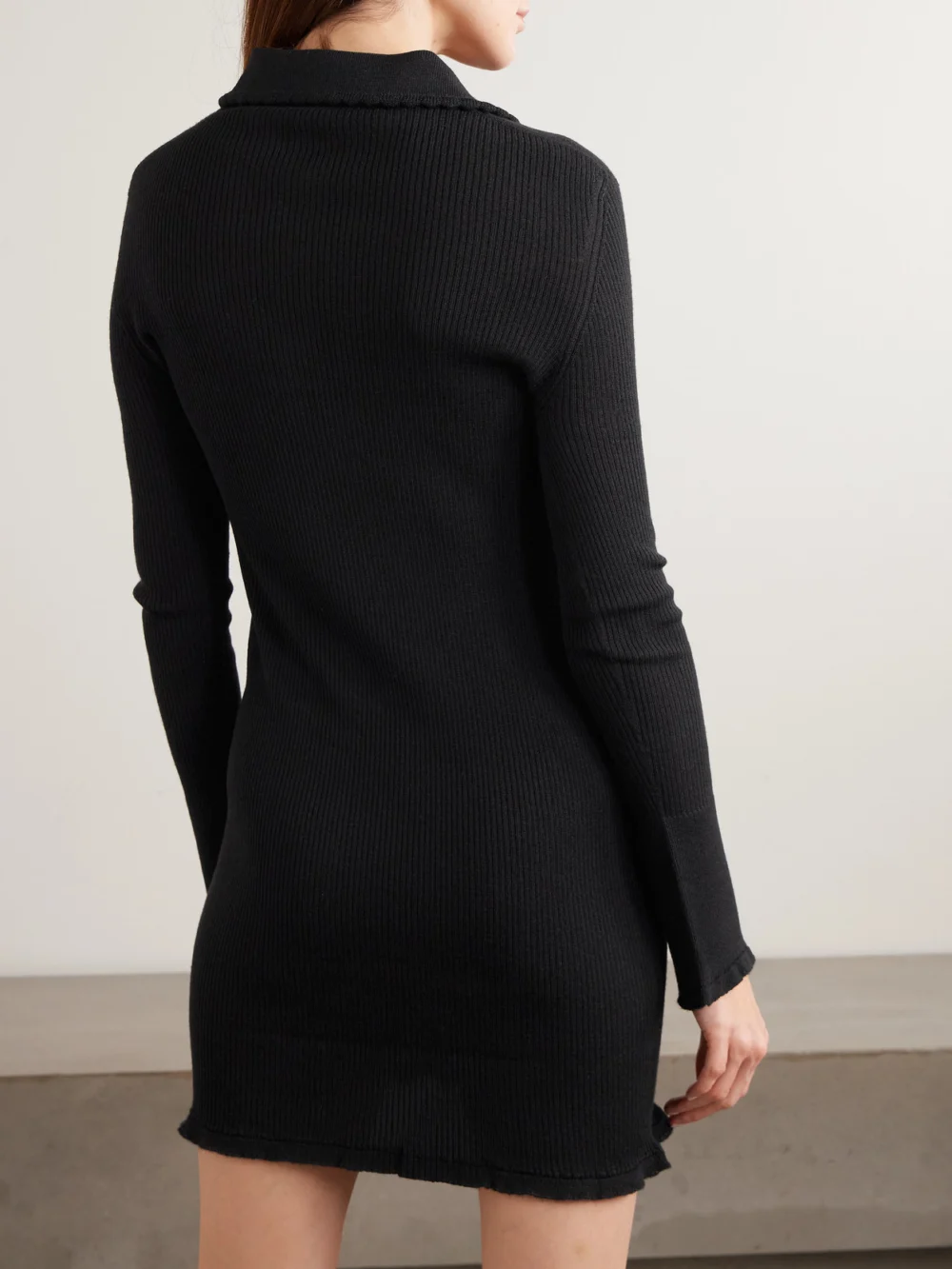 Back view of the Cecilie Bahnsen Botka Ribbed Merino Wool Mini Dress