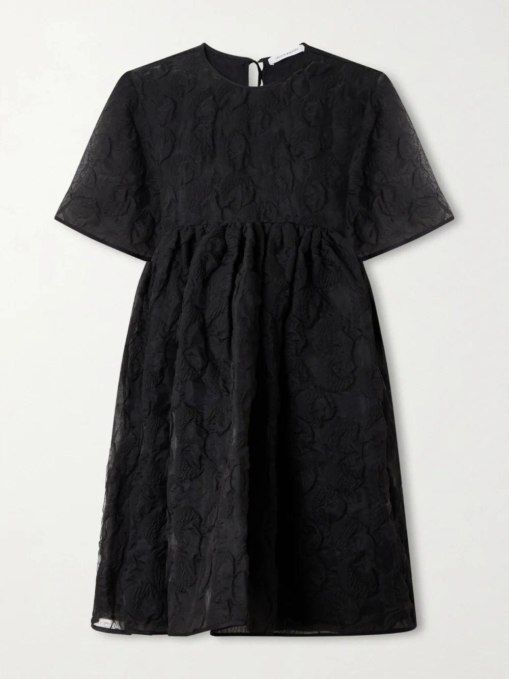 Cecilie Bahnsen Britney Pleated Tie-back Tulle Mini Dress in black