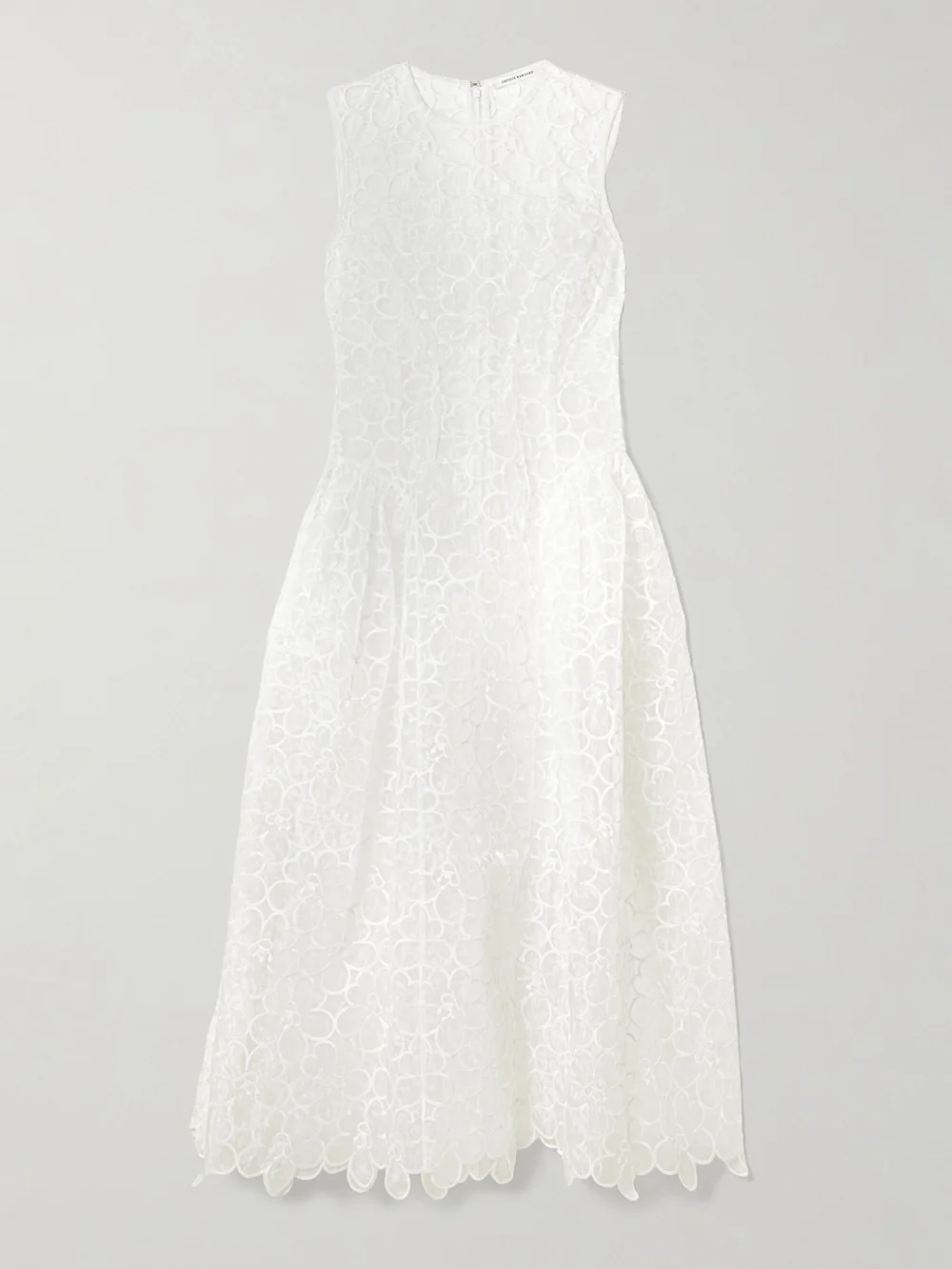 Cecilie Bahnsen Cate Embroidered Tulle Midi Dress in white